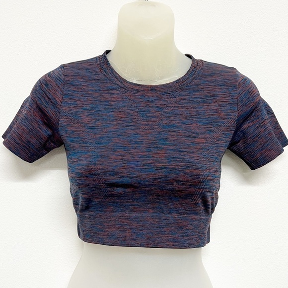 IVY PARK X Adidas Womens Digi Space Dye Short Sleeve Crop Workout Top Size S/M - Picture 1 of 9